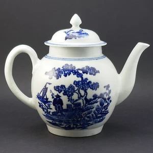c1785, ANTIQUE 18thC LIVERPOOL PENNINGTON HART BLUE AND WHITE PORCELAIN TEAPOT - Picture 1 of 21