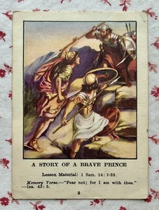 Vtg. 1920 Sunday School Battle Brave Prince Story Picture Card Standard Pub Co - Picture 1 of 2