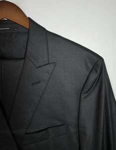 #402 Versace Collection Wool Blend Peak Lapel Charcoal Suit Size 44 R - Picture 1 of 9