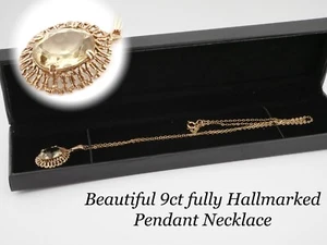 Schöne Halskette & Kette mit Anhänger 9 kt Gold & Peridot komplett gepunzt 1975 - Bild 1 von 8