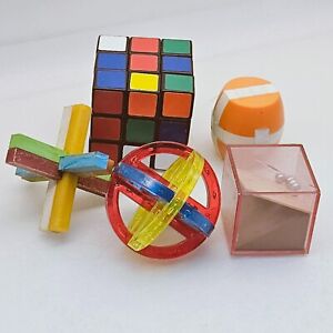 Vintage 5pc LOT brain teaser puzzle dexterity toy Magic cube Hungary 1980's