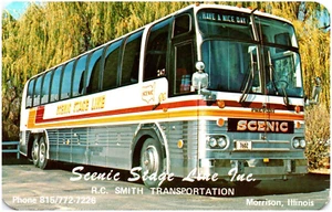 Scenic Stage Line Bus Morrison Illinois Postcard - Picture 1 of 2