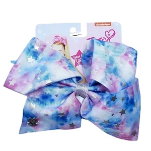Girls Hair Bows Clip Jojo Siwa Bow Collection Large Tie Dye Pastel Silver Stars - Picture 1 of 6