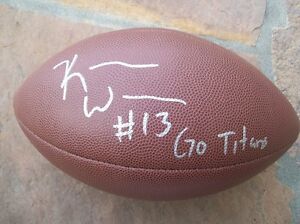 *KENDALL WRIGHT*SIGNED*AUTOGRAPHED*FOOTBALL*TENNESSEE*TITANS*BEARS*BAYLOR*COA*