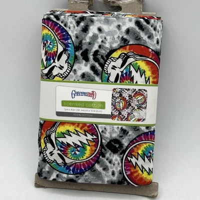 Grateful Dead 100% Cotton 1 Yard x 43" Fabric Tie Dye Steal Your Face Stealie - Image 1 of 4