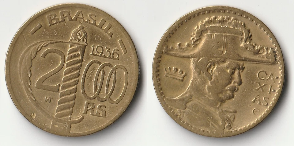 1936 Brazil 2000 reis coin maybe cleaned - Image 1 of 1
