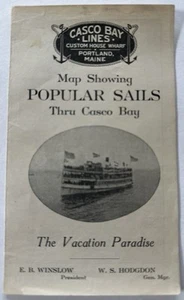 Casco Bay Portland Maine c.1910-20’s mapa turístico volante promoción rutas tarifas - Imagen 1 de 7