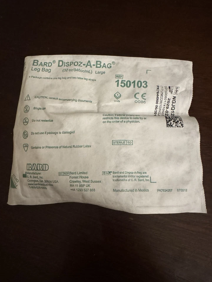 Bardo Dispozabag grande 32 oz con bolsa de una pierna y dos correas de látex para las piernas Foto 1 de 2