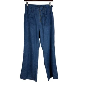 EMERSON FRY Jean Pants Size M Paperbag Organic Cotton Hemp Tulip Wide Leg - Picture 1 of 15