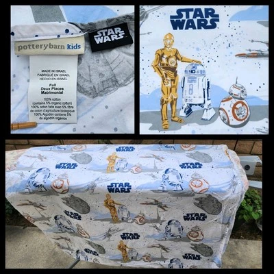 Sábana bajera plana COMPLETA Pottery Barn Kids Star Wars sábana ALGODÓN Foto 1 de 4
