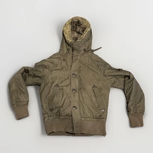 American Eagle Outfitters Jacket Women’s Small Brown Y2K Bomber Faux Fur Hood - Picture 1 of 4