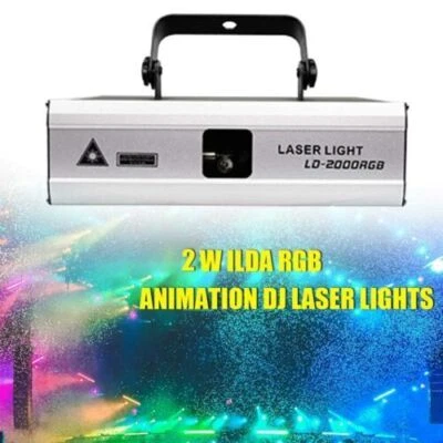 2W RGB Full-color Animation Laser Projector DJ Light ILDA Stage Laser Beam Light - Image 1 of 4