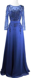 SPECIAL OCCASION Formal SHEER Embroidery beaded Long Evening Gown prom dress - Picture 1 of 6