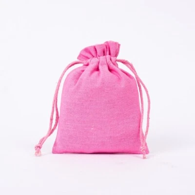 50 PCS Personalized Cotton Jewelry Pouch Drawstring Pink Gift Favor Bag 3x4 Inch - Image 1 of 4