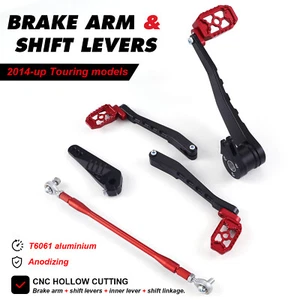 Red Brake shifter linkage levers for harley Street road king Tri Glide 2014-up - Picture 1 of 3