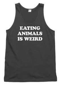Eating Animals Is Weird Funny Vegetarian Vegan Mens Womens Vest Tank Top - Picture 1 of 4