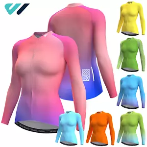 Wulibike Maglia Ciclismo Donna Manica Lunga Bici 3 Tasche Posteriori UPF50+ - Foto 1 di 36