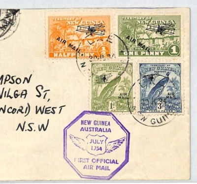 NEW GUINEA Air Mail Cover FIRST FLIGHT FAITH IN AUSTRALIA Lae NSW 1934 XC300 - Image 1 of 4