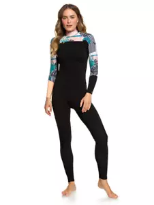 Nuova muta ROXY 3/2 mm POP surf petto zip da donna nera taglia 6 ERJW103047 KVD0 - Foto 1 di 6