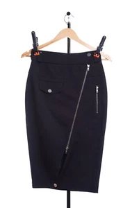 Jean Paul Gaultier x Lindex Skirt Pencil Asymmetric Black Zipper Belted EUR 34 - Picture 1 of 8