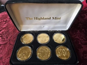 WAYNE GRETZKY (6) 24KT GOLD OVERLAY MEDALLIONS COMMEM'G CAREER, RETIREMENT, HOF - Picture 1 of 17