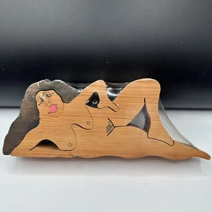 Vintage Eroticas Wood Puzzle Sculpture Nude Female Handmade Signed by Artist - Picture 1 of 11