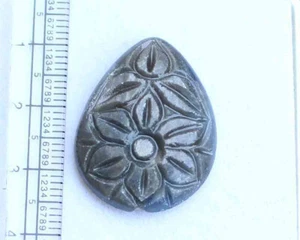 Natural Old Blue Sapphire Carved Flower 32.20 Ct Loose Gemstone For Pendant - Picture 1 of 4