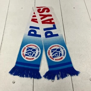 American Youth Soccer Organization Blue & White Print Fringe Scarf Youth OS - Picture 1 of 4