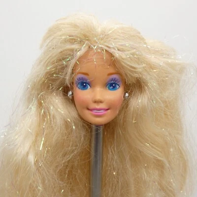 Feliz Cumpleaños Barbie Muñeca Cabeza Cabello Rubio Resaltado Extensible 1990 Mattel 7913 Foto 1 de 4