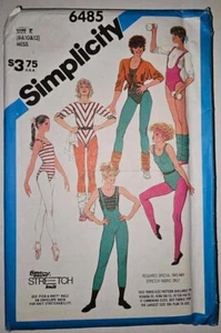 Simplicity Pattern 6485 Uncut Misses Workout Clothes Size 8-10-12 Vintage 1984 - Picture 1 of 2