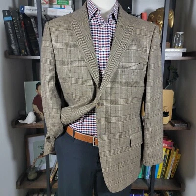 Abrigo deportivo John Nordstrom Signature para hombre dos botones marrón cachemir seda talla 44R Foto 1 de 4