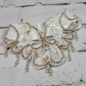 Vintage Beaded Bridal Collar Sequined Detached Wedding Choker MCM Sz 10 Flaw - Picture 1 of 12