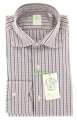 Finamore Napoli Navy Blue Plaid Shirt - Extra Slim - (2018022816) - Image 1 of 4