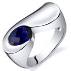 Artistic 1.75 cts Lab-Created Blue Sapphire Ring Sterling Silver Sizes 5 to 9