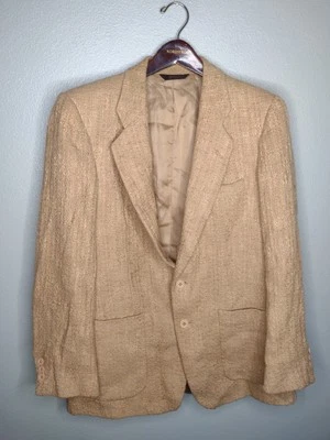 复古 Fioravanti 运动外套西装外套粗花呢西装夹克纹理棕褐色海滩 B4 — 第 1/4 张图片