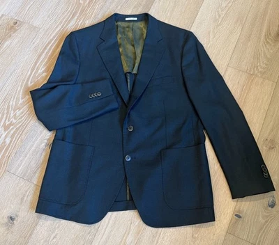 Abrigo Deportivo Peter Millar Verde Talla 44R Mezcla Lana Doble Ventilación Sencillo Pecho Foto 1 de 4