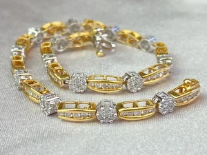 14k Gold & Diamond Tennis Bracelet - 8.24 grams / 1.35 TCW / 7" Long / 4mm wide - Picture 1 of 14