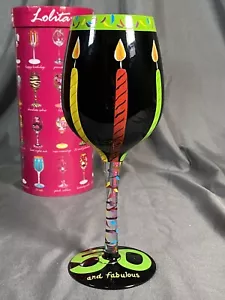 LOLITA "50 AND FABULOUS" HAND PAINTED WINE GLASS IN BOX  - Picture 1 of 4