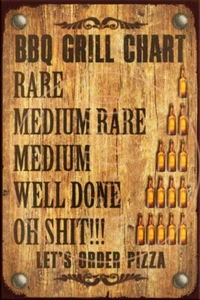 BBQ GRILL CHART Rustic Look Vintage Shed-Garage and Bar Man Cave Tin Metal Sign - Picture 1 of 4
