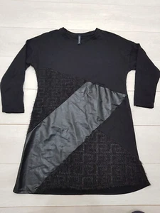 NEW COLLECTION Short Shift Dress Size 16-18 Black Stretch Long Sleeve Italy - Picture 1 of 6