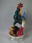 Rare Delphin Massier Majolica Rooster With Flag