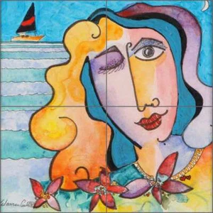 Pop Art Tile Backsplash Warren Cullar Tropical Ceramic Mural WC112 - Picture 1 of 6