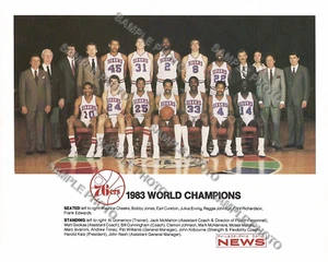 1983 PHILADELPHIA 76ERS NBA CHAMPIONS 8X10 TEAM PHOTO JULIUS ERVING DR J TONEY - Picture 1 of 1