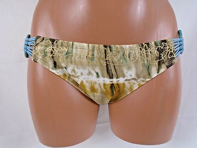 Sauvage - Bikini metálico floral marrón teñido con corbata con detalles de anillo azul - Grande - 934L Foto 1 de 4