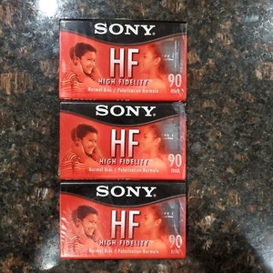 3 NEW SEALED SONY HF 90 Minute Blank AUDIO CASSETTE TAPES - Picture 1 of 2
