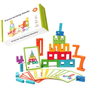 Bloques de apilamiento de números bloques de construcción de madera juguetes para niños pequeños juguetes Montessori - Imagen 1 de 11