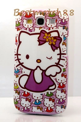 для Samsung Galaxy S3 hello kitty фиолетовый белый цветок бант чехол милый S III - Изображение 1 из 3