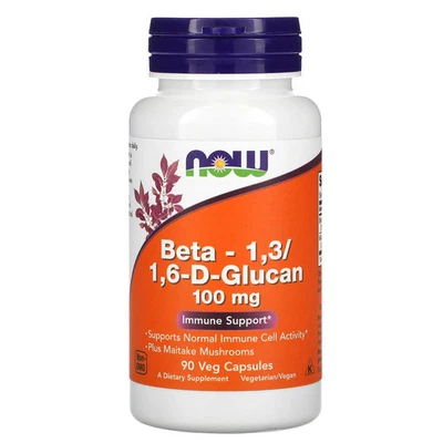 Now Foods Beta-1 3 1 6-D-Glucano 100 mg 90 Cápsulas Vegetarianas GMP Calidad Asegurada, Foto 1 de 2