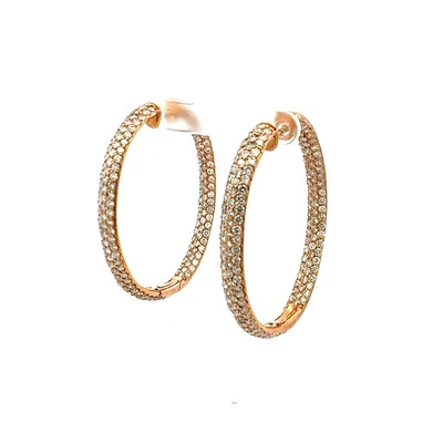 11.46 Carat Round Brilliant G VS1 Diamond 18 Karat Rose Gold Hoop Earring - Image 1 of 4