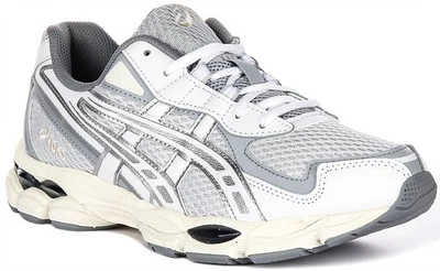 Asics Gel NYC 2055 Strips Talón Malla Unisex Zapatilla En Gris Blanco UK 8 - 12 - Imagen 1 de 4